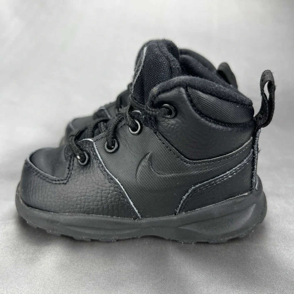Nike Manoa Leather Toddler Boot Black Lace Up Ankle BQ5374-001 Size 6C Shoes